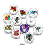 Painted metal 20mm snap buttons  frog  skull   DIY jewelry