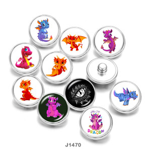 Painted metal 20mm snap buttons  Cartoon  Dragon  DIY jewelry