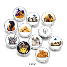 Painted metal 20mm snap buttons  Halloween  Cat   rabbit   DIY jewelry