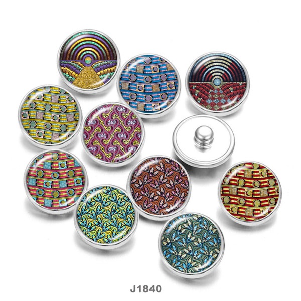 Painted metal 20mm snap buttons  Pattern   DIY jewelry