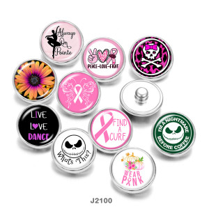 Painted metal 20mm snap buttons  dance  Ribbon  skull  DIY jewelry