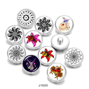 Painted metal 20mm snap buttons  Dragonfly   Flower  Deer  DIY jewelry