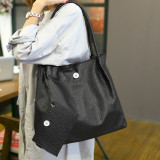 One-shoulder tote big bag women fashion black commuter bag fit 18mm snap button jewelry