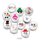 Painted metal 20mm snap buttons  Christmas  Snowman   DIY jewelry