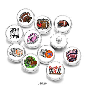 Painted metal 20mm snap buttons  MOM  rugby  Basketball  DIY jewelry