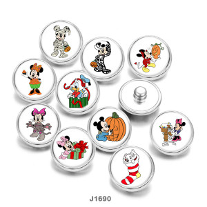 Painted metal 20mm snap buttons  Cartoon  Halloween  duck  DIY jewelry