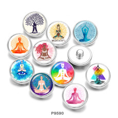 Painted metal 20mm snap buttons  Meditation  Faith  Yago  DIY jewelry