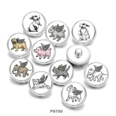 Painted metal 20mm snap buttons  rabbit  Cat  Dog  Elephant  DIY jewelry