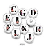 Painted metal 20mm snap buttons  Flower   Alphabet   DIY jewelry