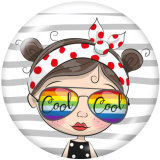 Painted metal 20mm snap buttons  Cartoon  girl  MOM DIY jewelry