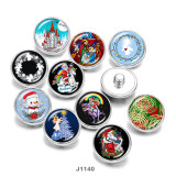 Painted metal 20mm snap buttons  Christmas  Snowman  Santa Claus  DIY jewelry