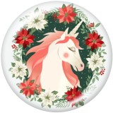 Painted metal 20mm snap buttons  Christmas  Unicorn  DIY jewelry