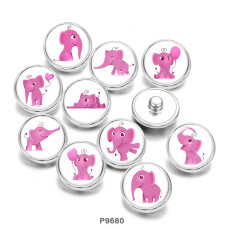 Painted metal 20mm snap buttons  Elephant  DIY jewelry