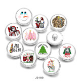 Painted metal 20mm snap buttons  Christmas  Snowman  Love  DIY jewelry