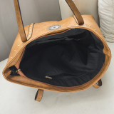 Retro fashion large capacity single shoulder bag rivet simple tote bag fit 18mm snap button jewelry