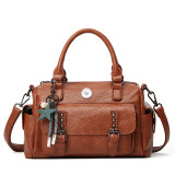 Casual handbag one-shoulder diagonal bag large-capacity retro messenger bag fit 18mm snap button jewelry