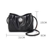 Pleated bag women's single shoulder diagonal bag fit 18mm snap button jewelry