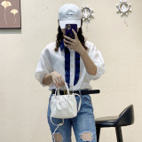 Square fold autumn and winter new fashion portable casual one-shoulder diagonal bag fit 18mm snap button jewelry