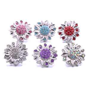 20MM Flowers rhinestone design  Metal snap buttons