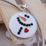 20MM Christmas Snowman Drip Oil Round Interchangeable Snap Jewelry
