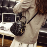 Small round bag rhombus embroidery thread handbag large capacity one-shoulder diagonal bag fit 18mm snap button jewelry