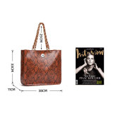 Snake print tote bag simple fashion single shoulder ladies bag fit 18mm snap button jewelry