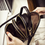 Small round bag rhombus embroidery thread handbag large capacity one-shoulder diagonal bag fit 18mm snap button jewelry