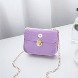 Elegant small square bag fresh and sweet crocodile pattern simple shoulder bag fit 18mm snap button jewelry