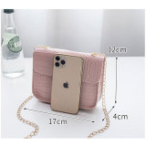 Elegant small square bag fresh and sweet crocodile pattern simple shoulder bag fit 18mm snap button jewelry