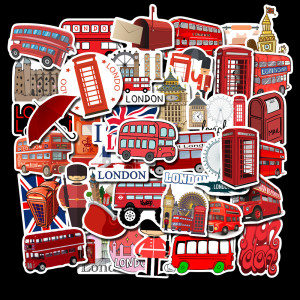 50 London red bus style graffiti stickers suitcase motorcycle trolley suitcase laptop waterproof stickers