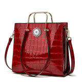 Stone pattern shell bag net celebrity all-match single shoulder bag lacquered red wedding bag bridal bag fit 18mm snap button jewelry