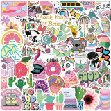 50 cartoon cute pink stickers decorative suitcase notebook waterproof detachable stickers