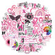 50 cartoon pink ribbon stickers decorative suitcase notebook waterproof removable stickers
