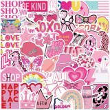 50 cartoon pink college style stickers stickers decorative suitcase notebook waterproof removable stickers