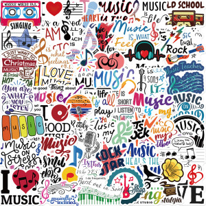 50pcs Inspirational  music  graffiti stickers decorative suitcase notebook waterproof detachable stickers