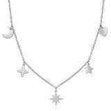 Five-pointed star sun and moon stainless steel necklace ladies fashion clavicle chain