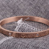 Stainless Steel Bracelet Open 2 Rows Jewelry Bracelet with Diamonds