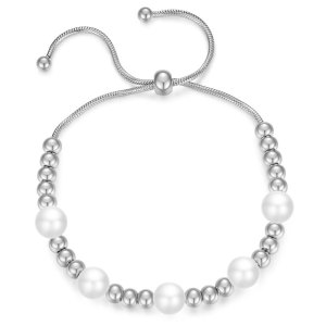 Pearl stainless steel bead bracelet