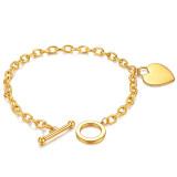 Heart-shaped listing stainless steel bracelet OT buckle bracelet