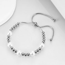 Pearl stainless steel bead bracelet
