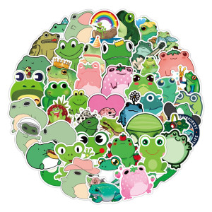 50pcs  Green frog  graffiti stickers decorative suitcase notebook waterproof detachable stickers