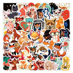 50pcs  Cartoon fox  graffiti stickers decorative suitcase notebook waterproof detachable stickers