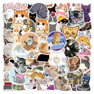 50pcs  Cute kitten  graffiti stickers decorative suitcase notebook waterproof detachable stickers
