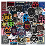 50pcs  U.S. Route 66  graffiti stickers decorative suitcase notebook waterproof detachable stickers