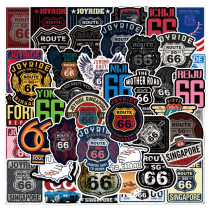 50pcs  U.S. Route 66  graffiti stickers decorative suitcase notebook waterproof detachable stickers