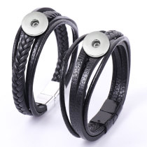 Hand-woven multilayer men's bracelet jewelry jewelry alloy magnetic buckle bracelet cowhide fit 20mm snaps chunks Jewelry