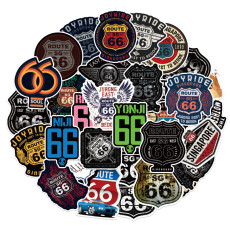 50pcs  U.S. Route 66  graffiti stickers decorative suitcase notebook waterproof detachable stickers