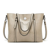 Oil wax leather single-shoulder diagonal bag all-match lady big bag fit 18mm snap button jewelry