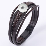 Hand-woven multilayer men's bracelet jewelry jewelry alloy magnetic buckle bracelet cowhide fit 20mm snaps chunks Jewelry
