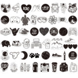 50pcs  Black and white punk gothic  graffiti stickers decorative suitcase notebook waterproof detachable stickers